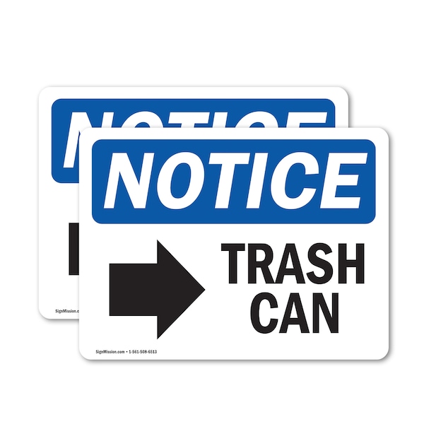 Signmission Trash Can (Right Arrow) Sign With Symbol, 18 in W x Rectangle, Vinyl Decal OS-2PACK-NS-D-1218-L-18724 - main